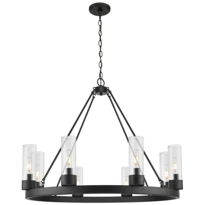 Innovations Lighting Boreas 36" Wide 6 Light Matte Black Chandelier With 8" Seedy Shade