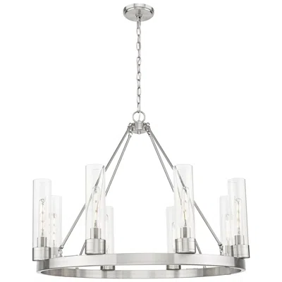 Innovations Lighting Boreas 36" Wide 6 Light Satin Nickel Chandelier With 11" Clear Shade