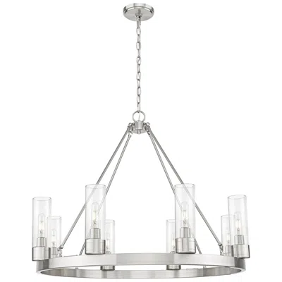 Innovations Lighting Boreas 36" Wide 6 Light Satin Nickel Chandelier With 8" Seedy Shade