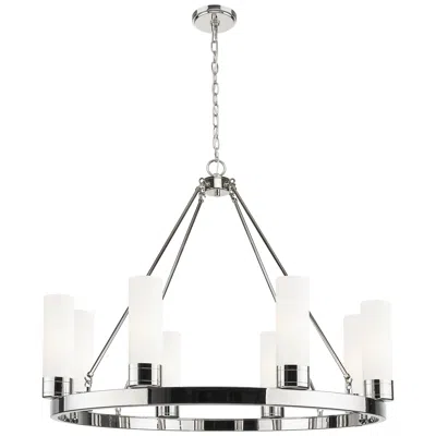 Innovations Lighting Boreas 36"w 6 Light Nickel Chandelier With 8" Striped White Shade In Gray