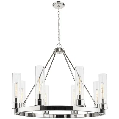 Innovations Lighting Boreas 36"w 6 Light Polished Nickel Chandelier With 11" Clear Shade