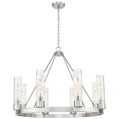 Innovations Lighting Boreas 36"w 6 Light Satin Nickel Chandelier With 11" Deco Swirl Shade