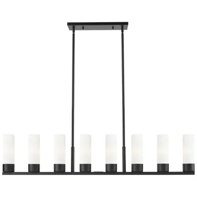 Innovations Lighting Boreas 48"w 6 Light Matte Black Stem Island Light With 8" White Shade