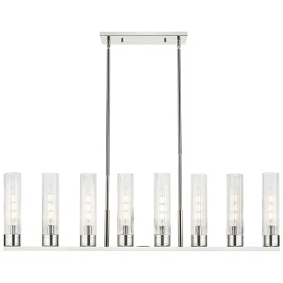 Innovations Lighting Boreas 48"w 6-lt Nickel Stem Island-lt W/ 11" Striped Clear Shade