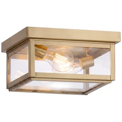 Innovations Lighting Branford - 2 Light - 10 Inch - Antique Brass - Solid Brass - Semi Flush In Gold