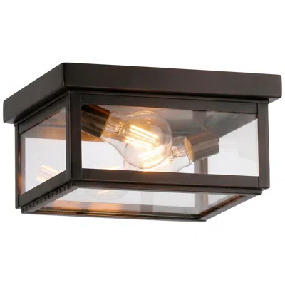 Innovations Lighting Branford - 2 Light - 10 Inch - Dark Brass - Solid Brass - Semi Flush In Brown