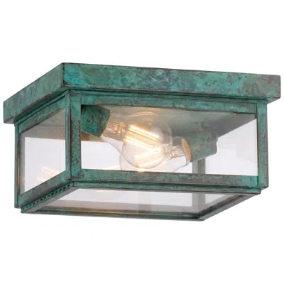 Innovations Lighting Branford - 2 Light - 10 Inch - Verde Green - Solid Brass - Semi Flush