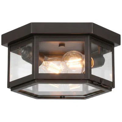 Innovations Lighting Branford - 2 Light - 11 Inch - Dark Brass - Solid Brass - Semi Flush In Black