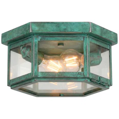 Innovations Lighting Branford - 2 Light - 11 Inch - Verde Green - Solid Brass - Semi Flush