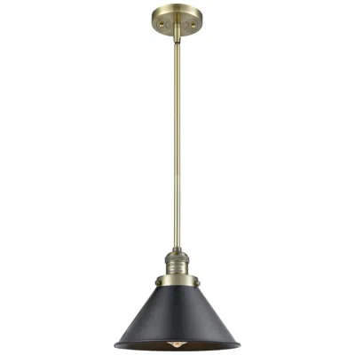 Innovations Lighting Briarcliff 10" Antique Brass Mini Pendant W/ Matte Black Shade