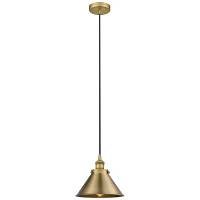 Innovations Lighting Briarcliff 10"w Brushed Brass Corded Mini Pendant W/ Brushed Brass Sha