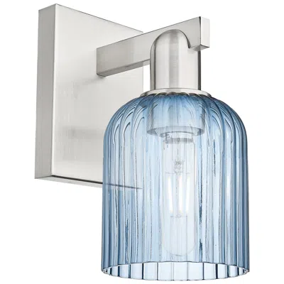 Innovations Lighting Bridal Veil 10.75"h Brushed Satin Nickel Wall Sconce With Blue Shade