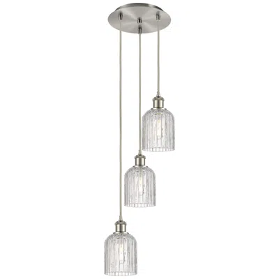 Innovations Lighting Bridal Veil 11.5"w 3-light Satin Nickel Cord Pendant W/ Clear Shade