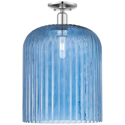 Innovations Lighting Bridal Veil 12" Wide Polished Chrome Semi-flush Mount With Blue Shade