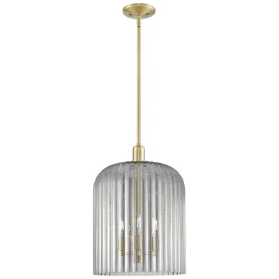 Innovations Lighting Bridal Veil 12"w 3 Light Antique Brass Stem Mini Pendant W/ Smoke Shade