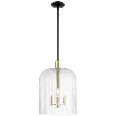Innovations Lighting Bridal Veil 12"w 3 Light Black Brass Stem Mini Pendant With Seedy Shade