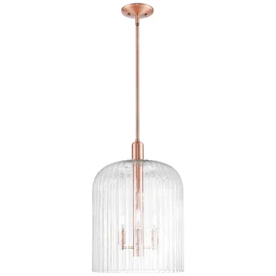 Innovations Lighting Bridal Veil 12"w 3 Light Copper Stem Mini Pendant W/ Clear Shade