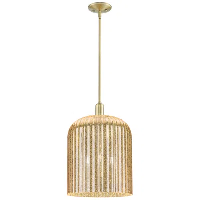 Innovations Lighting Bridal Veil 12"w 3-lt Antique Brass Stem Mini Pendant W/ Mercury Shade