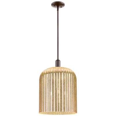 Innovations Lighting Bridal Veil 12"w 3-lt Oiled Bronze Stem Mini Pendant W/ Mercury Shade