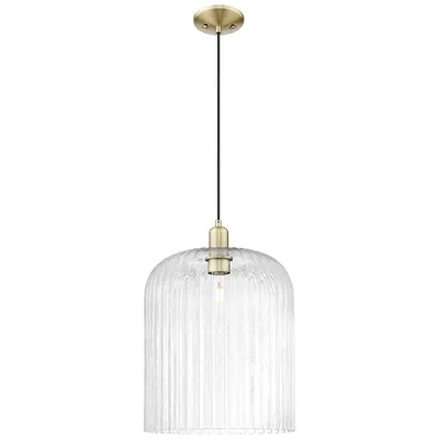 Innovations Lighting Bridal Veil 12"w Antique Brass Cord Hung Mini Pendant With Clear Shade