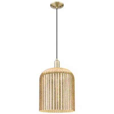 Innovations Lighting Bridal Veil 12"w Antique Brass Cord Mini Pendant With Mercury Shade