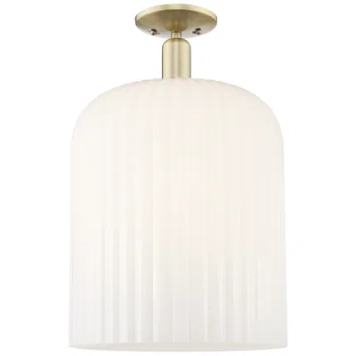 Innovations Lighting Bridal Veil 12"w Antique Brass Semi-flush Mount With Gloss White Shade