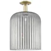 Innovations Lighting Bridal Veil 12"w Antique Brass Semi-flush Mount With Light Smoke Shade In Gold