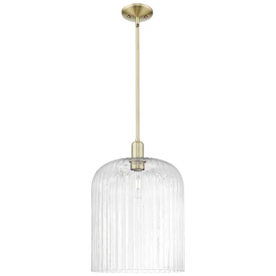 Innovations Lighting Bridal Veil 12"w Antique Brass Stem Hung Mini Pendant With Clear Shade
