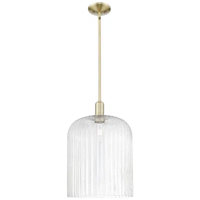 Innovations Lighting Bridal Veil 12"w Antique Brass Stem Hung Mini Pendant With Seedy Shade In White
