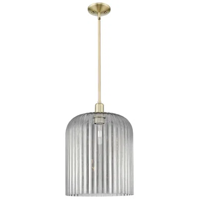 Innovations Lighting Bridal Veil 12"w Antique Brass Stem Mini Pendant With Light Smoke Shade