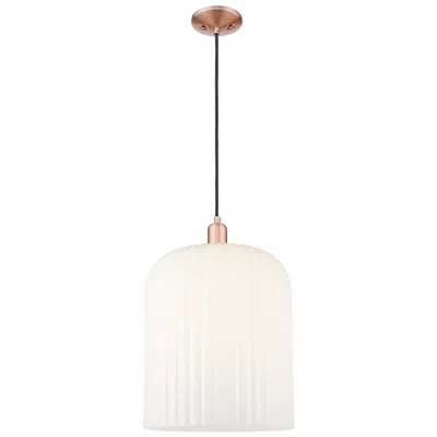 Innovations Lighting Bridal Veil 12"w Antique Copper Cord Mini Pendant W/ Gloss White Shade