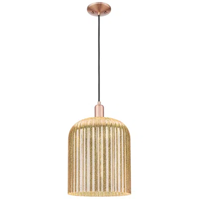 Innovations Lighting Bridal Veil 12"w Antique Copper Cord Mini Pendant With Mercury Shade