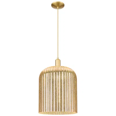 Innovations Lighting Bridal Veil 12"w Satin Gold Cord Hung Mini Pendant With Mercury Shade