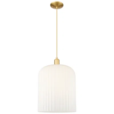 Innovations Lighting Bridal Veil 12"w Satin Gold Cord Mini Pendant With Gloss White Shade
