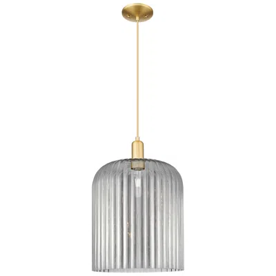 Innovations Lighting Bridal Veil 12"w Satin Gold Cord Mini Pendant With Light Smoke Shade