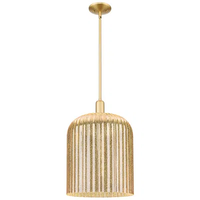 Innovations Lighting Bridal Veil 12"w Satin Gold Stem Hung Mini Pendant With Mercury Shade