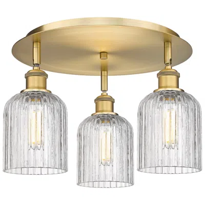 Innovations Lighting Bridal Veil 16.75"w 3-light Brushed Brass Flush Mount W/ Clear Shade