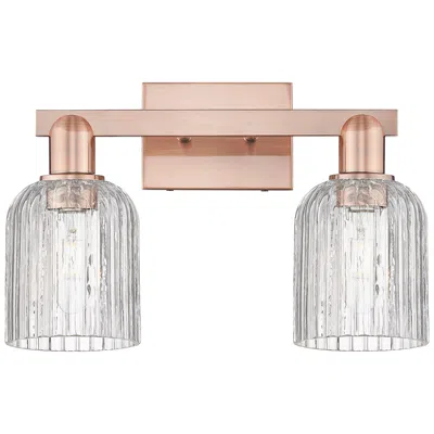 Innovations Lighting Bridal Veil 16"w 2 Light Antique Copper Bath Light With Clear Shade