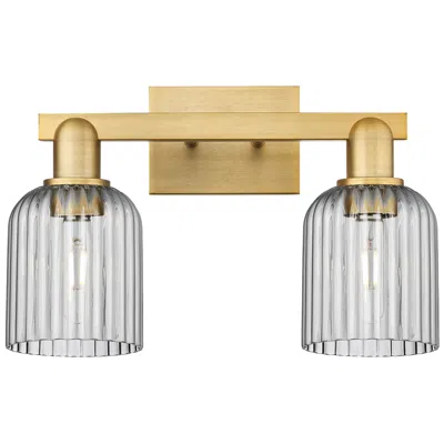 Innovations Lighting Bridal Veil 16"w 2 Light Brushed Brass Bath Light W/ Light Smoke Shade
