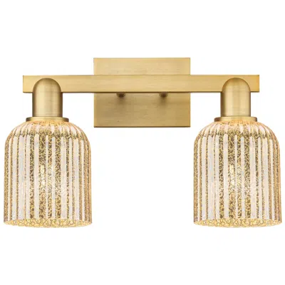 Innovations Lighting Bridal Veil 16"w 2 Light Brushed Brass Bath Light With Mercury Shade