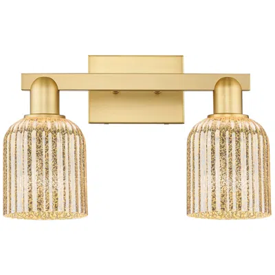 Innovations Lighting Bridal Veil 16"w 2 Light Satin Gold Bath Light With Mercury Shade