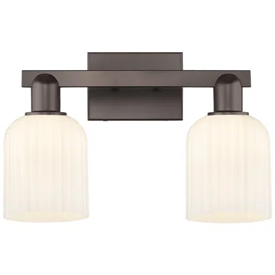 Innovations Lighting Bridal Veil 16"w 2-lt Oil Rubbed Bronze Bath-lt W/ Gloss White Shade