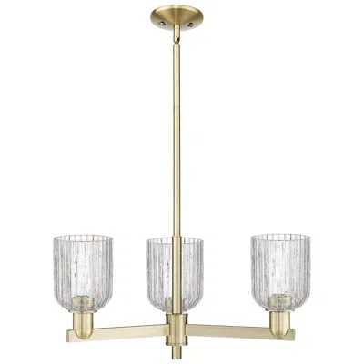 Innovations Lighting Bridal Veil 18" Wide 3 Light Antique Brass Chandelier With Clear Shade