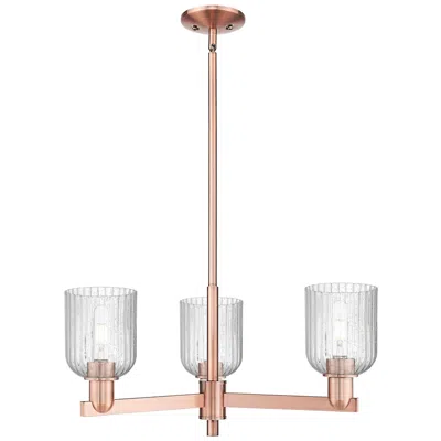 Innovations Lighting Bridal Veil 18" Wide 3 Light Antique Copper Chandelier With Seedy Shade