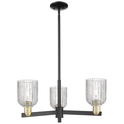 Innovations Lighting Bridal Veil 18"w 3 Light Black Brass Chandelier With Clear Shade