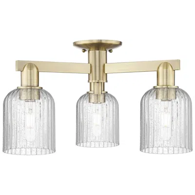 Innovations Lighting Bridal Veil 23"w 3 Light Antique Brass Semi-flush With Seedy Shade