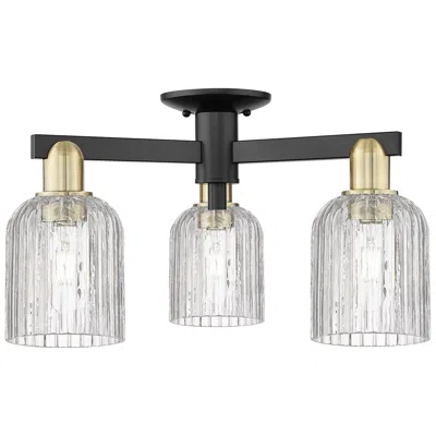Innovations Lighting Bridal Veil 23"w 3 Light Black Brass Semi-flush With Clear Shade