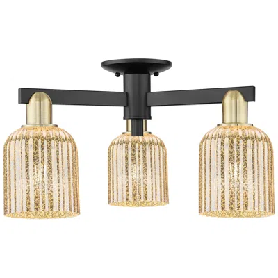 Innovations Lighting Bridal Veil 23"w 3 Light Black Brass Semi-flush With Mercury Shade