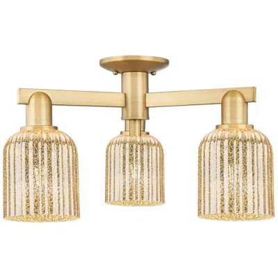 Innovations Lighting Bridal Veil 23"w 3 Light Brushed Brass Semi-flush With Mercury Shade
