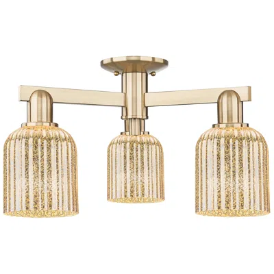 Innovations Lighting Bridal Veil 23"w 3 Light Champagne Bronze Semi-flush With Mercury Shade